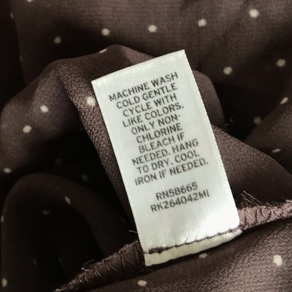 14th and Union Sheer Brown Polka Dot Long Sleeve Button Up Shirt - Picture 9 of 11